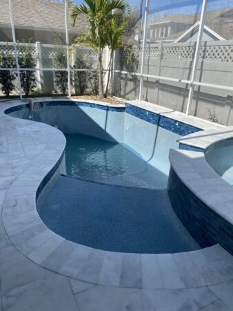 During the pool remodeling and construction process, which will be expertly led by the professional team at JJB Pools and Spas, you will be able to discuss and choose the type of material to be used in the remodeling of the pool, e.g., quartz or pebble, as well as the plumbing and electrical aspects, like pool pumps and heating.