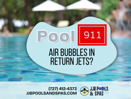Air Bubbles in Your Pool Jets? Here’s What to Do  Seeing bubbles coming from your return jets? That usually means your system is pulling in air somewhere before the pump—and it’s worth fixing quickly.